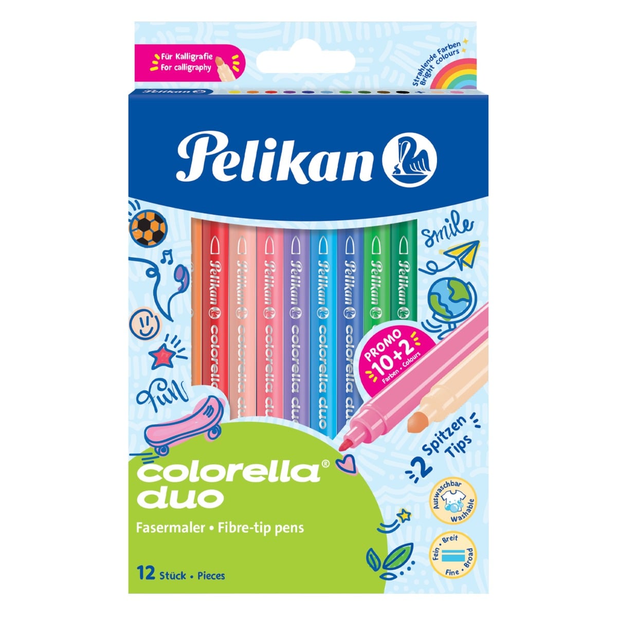 Set 12 carioci Pelikan Colorella Duo, 2 varfuri