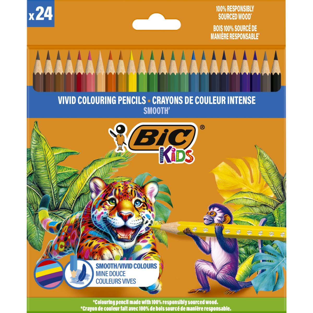 Set 24 Creioane Colorate BIC Evolution Smooth