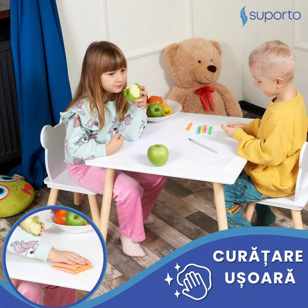Set Masa Copii Suporto cu Scaune Ursulet - imagine 7