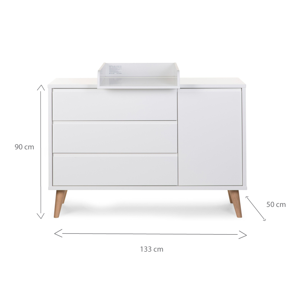 Comoda Childhome Retro Rio Alb cu Masa de Infasat - imagine 3