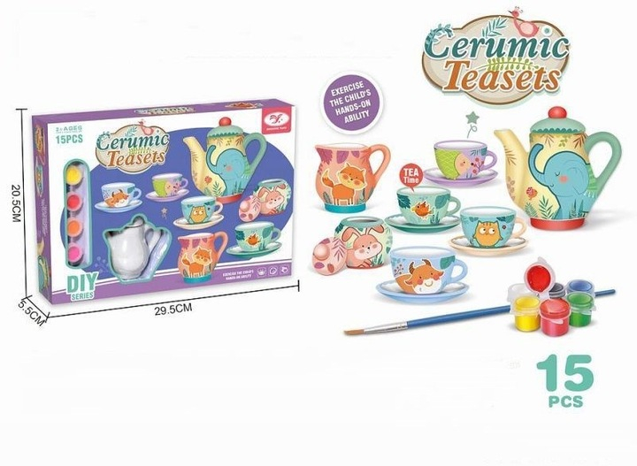 Set Pictat Ceramica Servirea Ceaiului, 15 piese, Amacs