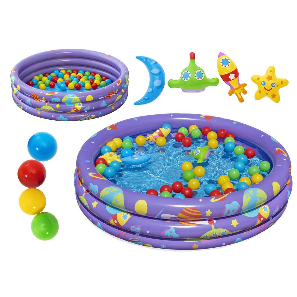 Piscina Bestway cu Bile si Jucarii, Mov, 102x25 cm - imagine 3