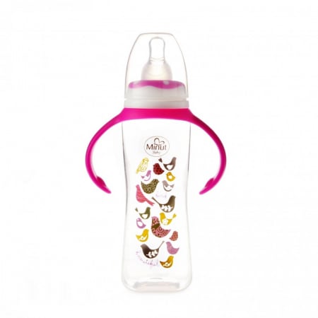 Biberon Minut Baby 250ml cu manere roz 6+ luni - imagine 2