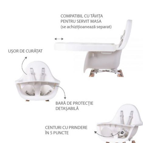 Scaun de Masa Childhome Evolu 2 Natural/Alb, Reglabil - imagine 6