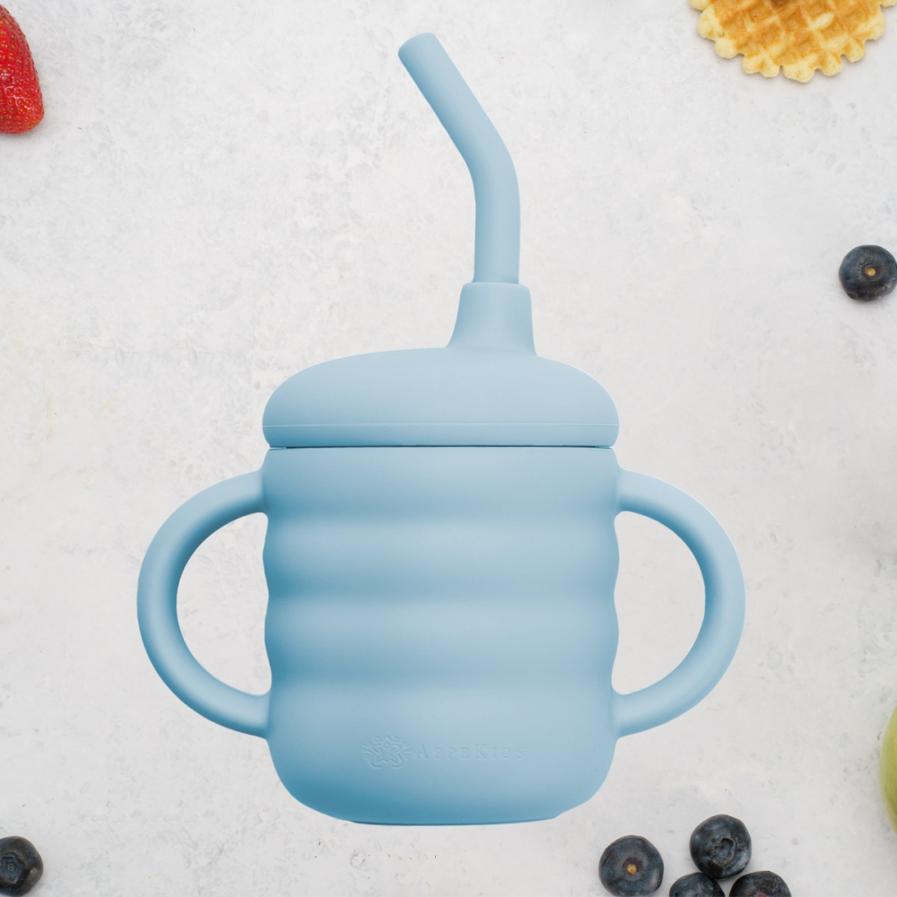 Cana Silicon cu Pai AppeKids Aqua Blue