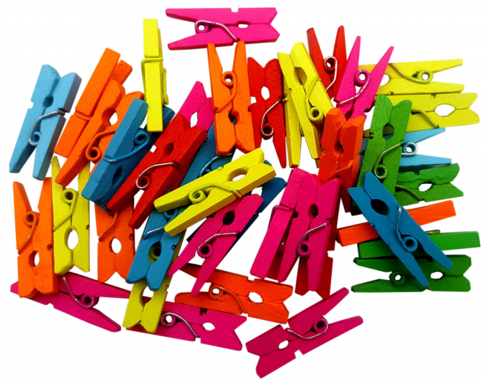 Set 40 carlige lemn colorate Colorart, 2.5cm