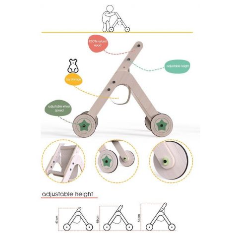MamaToyz Carucior 2in1 - Antepremergator Lemn - imagine 9