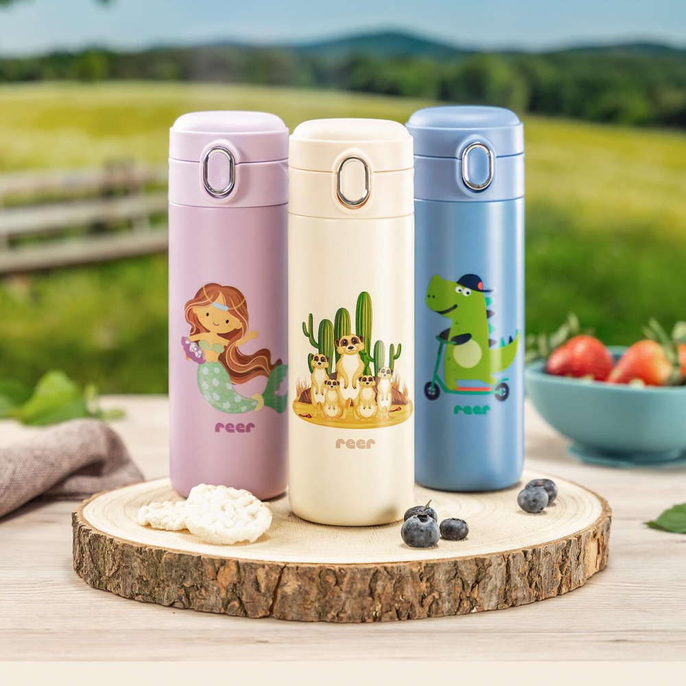 Sticlă cu pai Reer 350ml Inox Alb-Crem