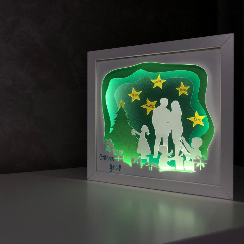Tablou Luminos Crăciun Părinți și Copii | Noorhandmadeatelier