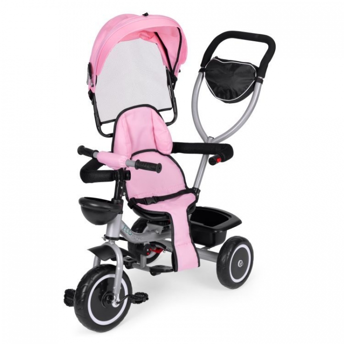 Tricicleta Ecotoys 2in1 Scaun Rotativ 360° Roz - imagine 6
