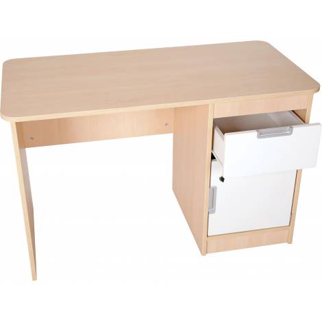 Birou Quadro Artar Alb cu Sertar si Dulap | Moje Bambino - imagine 3