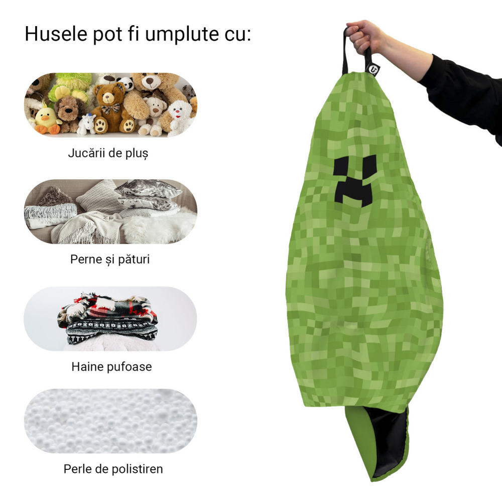 Husa Puf Para XL Minecraft Creeper - Updeco