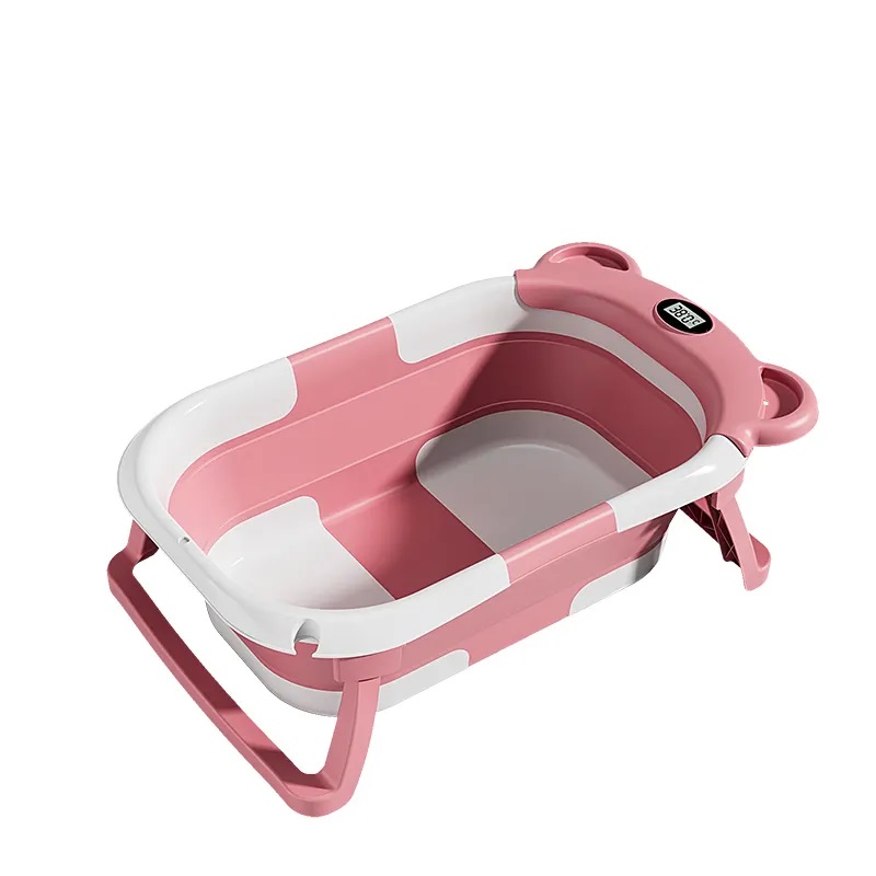 Cadita Ultrapliabila Little Mom Bear Pink cu Termometru