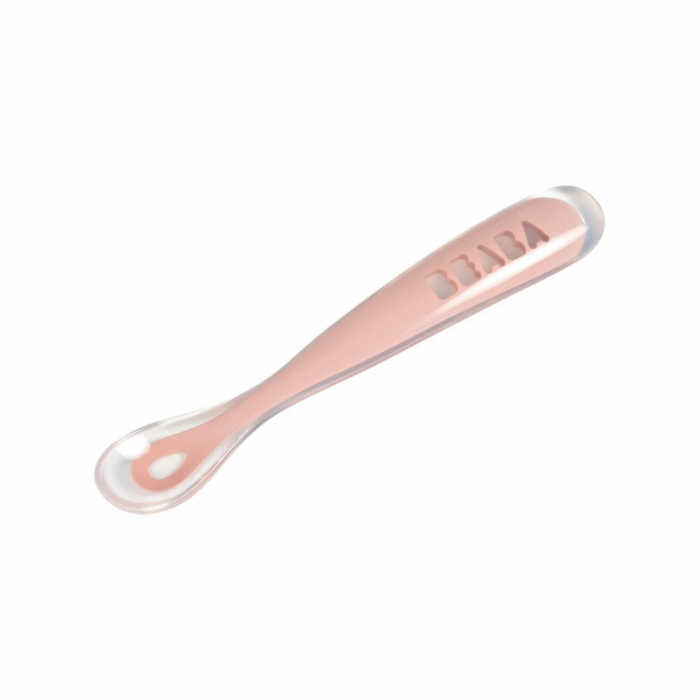 Linguriță Silicon Beaba Old Pink | Ideală de la 4 luni