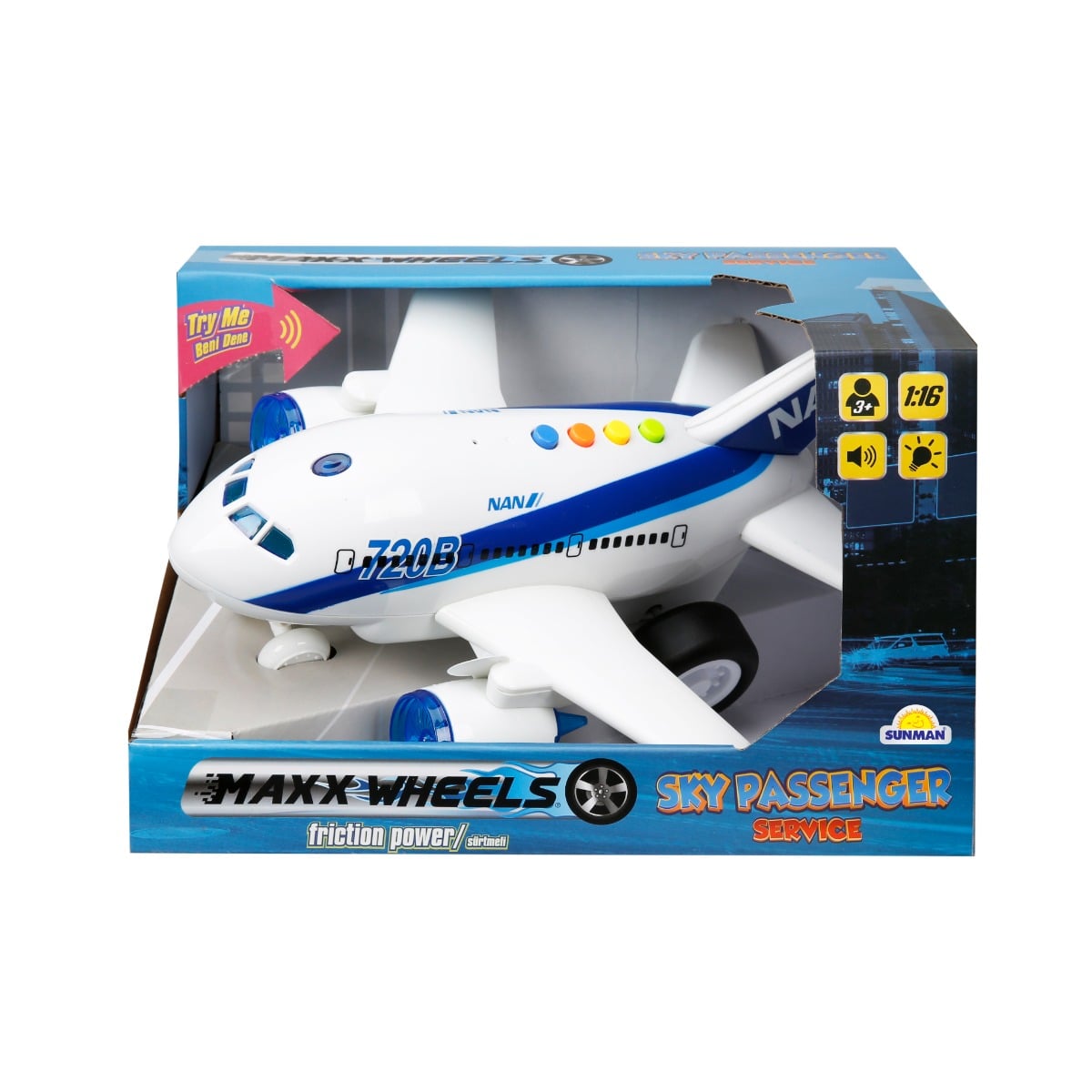 Avion Maxx Wheels cu Lumini și Sunete, 1:16