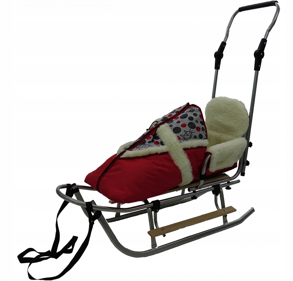 Sanie Arya Kids rosu cu sac imblanit detasabil - imagine 5