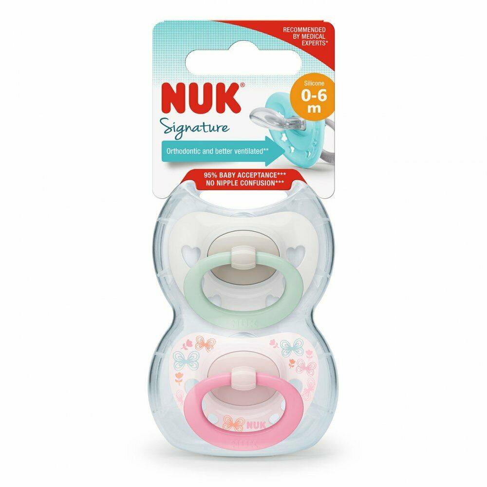 Set 2 Suzete NUK Signature Silicon M1 Roz 0-6 luni