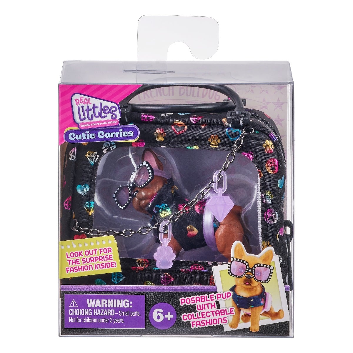 Geanta Real Littles cu Figurina French Bulldog