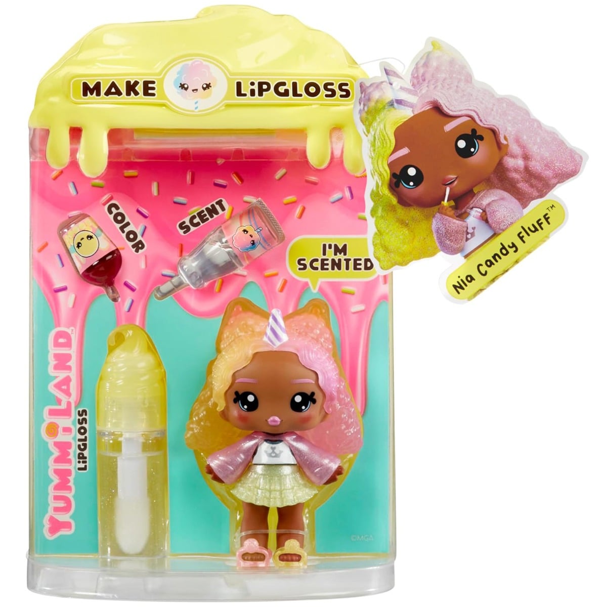 Păpușă Yummiland Nia Candy Fluff + Set Creare Luciu Buz