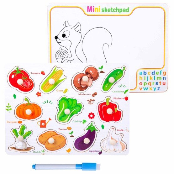 Puzzle Legume Krista cu Tablă de Desen Montessori