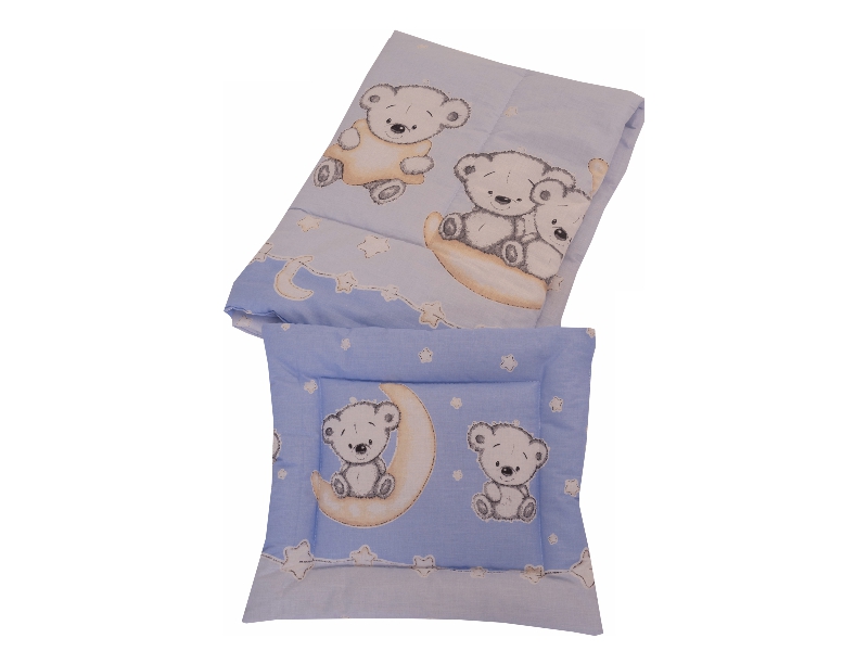Lenjerie Patut Bear On Moon Blue Mykids 5 Piese - imagine 5