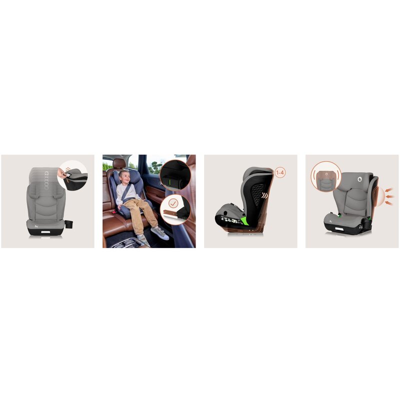 Lionelo Neal i-Size - Scaun Auto Gri cu Isofix - imagine 5