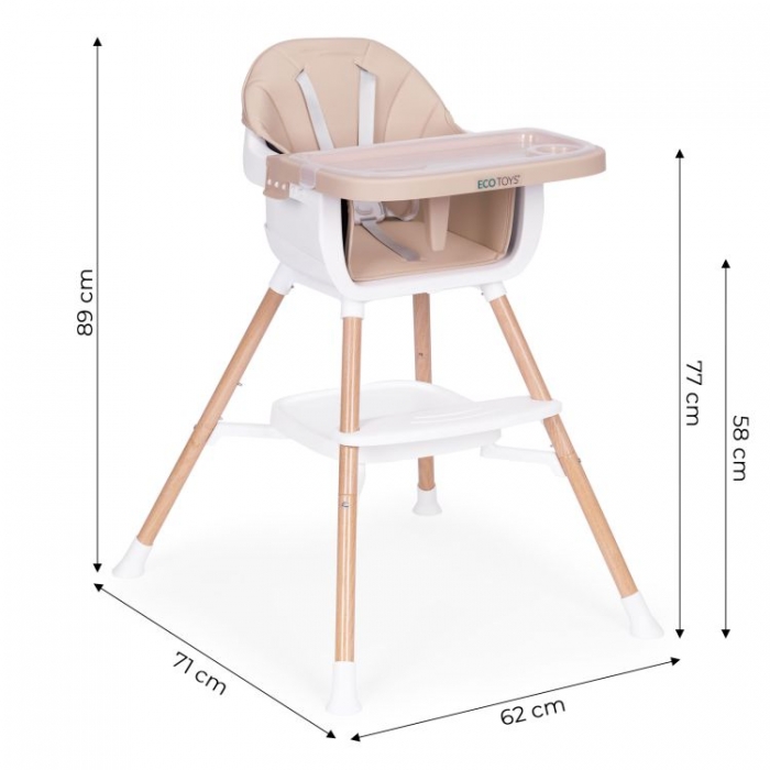Scaun Masa 2 in 1 Ecotoys | Reglabil si Practic - imagine 8