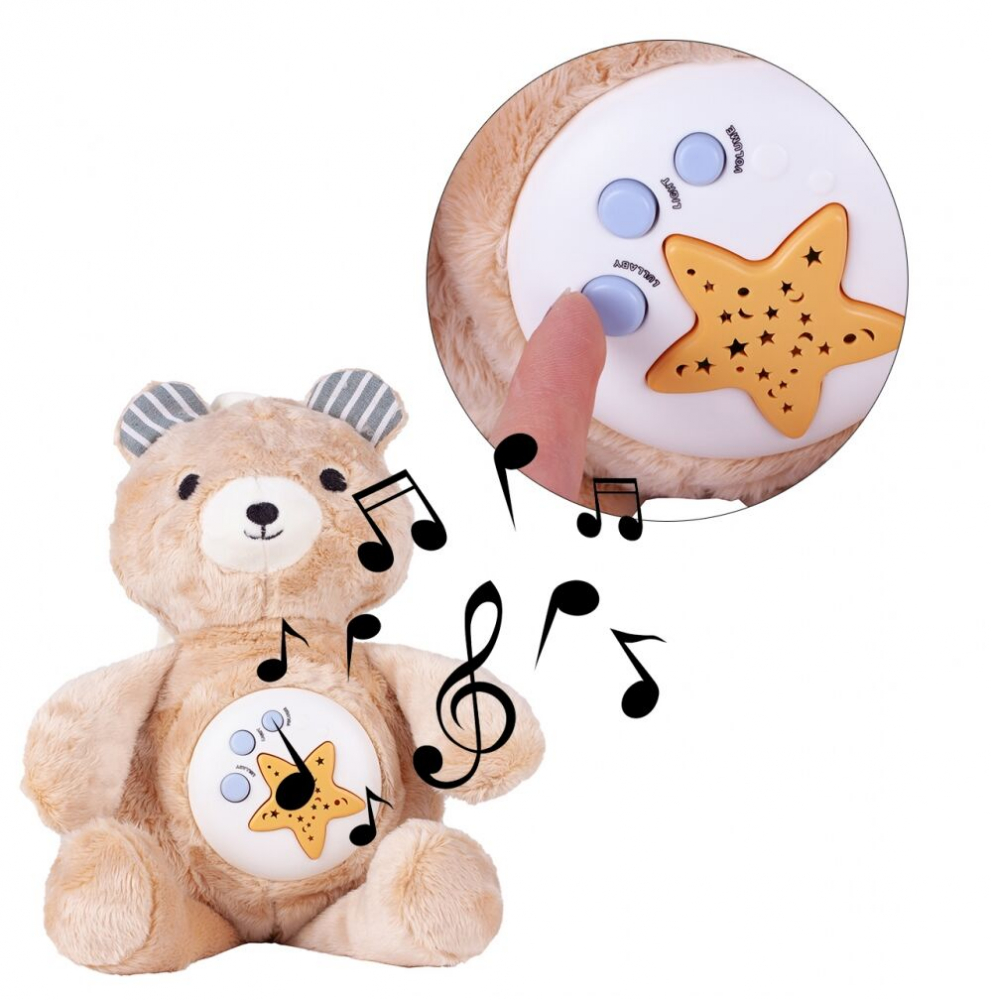 Malplay Urs Teddy cu Proiector Stele Muzical - imagine 2