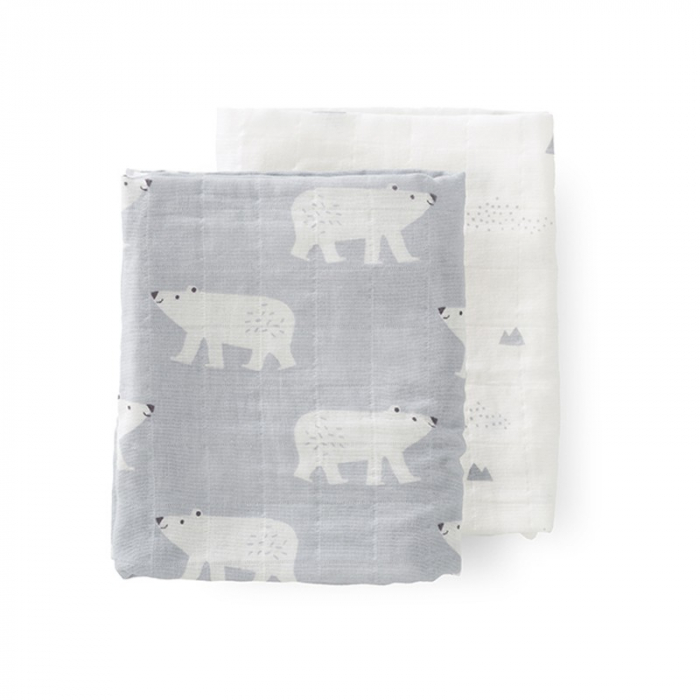 Set 2 Paturici Fresk Muselină Urs Polar, Organic