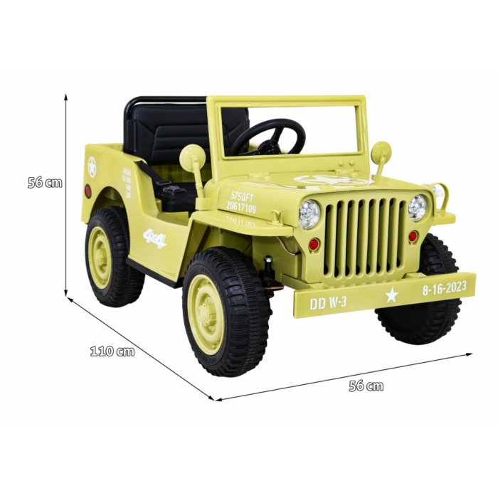 Masinuta Electrica Ramiz Military Retro 4x4 Bej - imagine 6