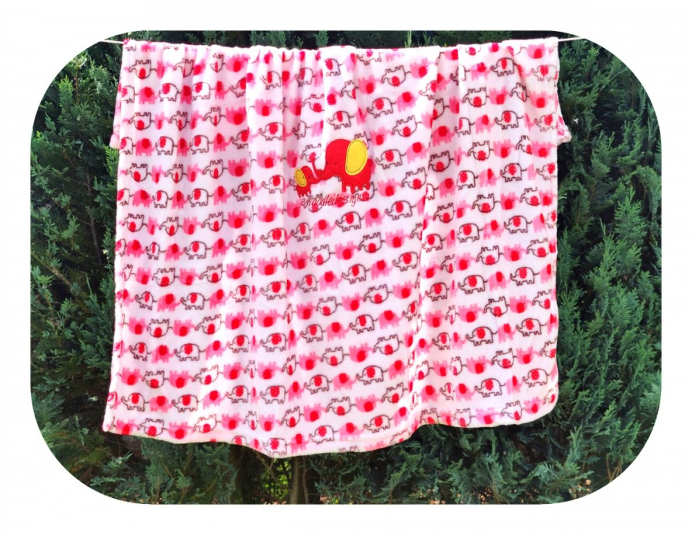 Paturica Egakids Microfibra Red Elephants 80x100