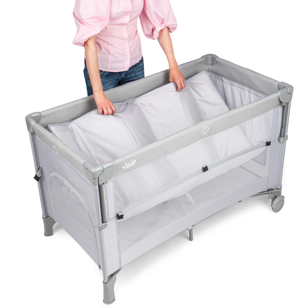 Patut pliant 2 nivele Juju DreamyCloud Grey - imagine 7