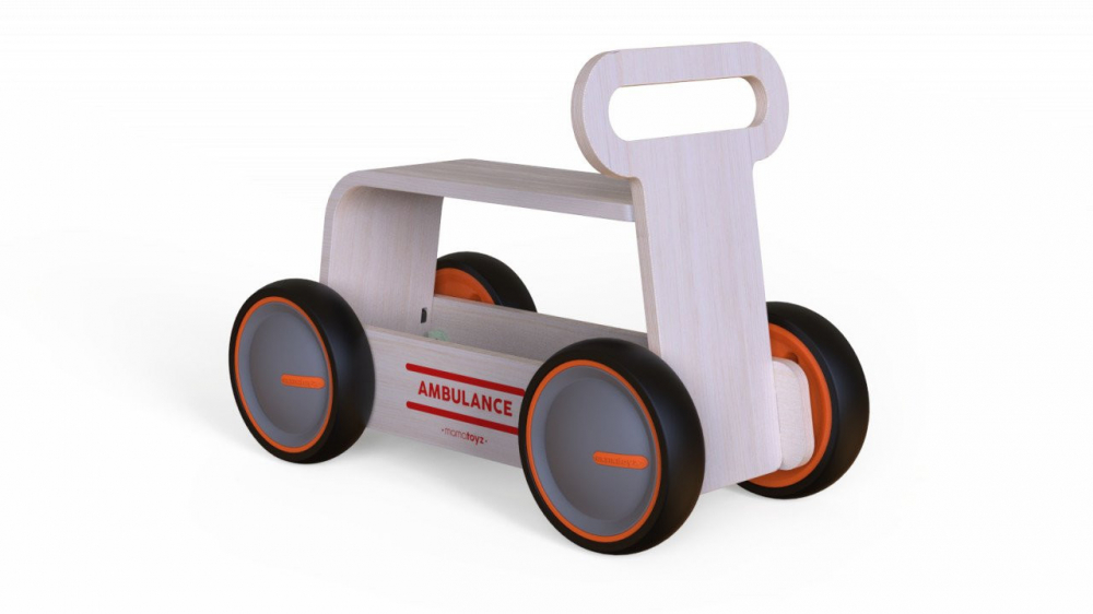 MamaToyz Ambulanta 3 in 1 Ride-On Lemn - imagine 3