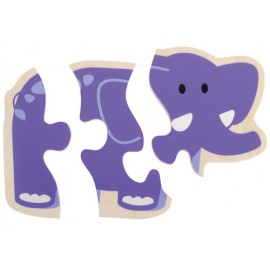 Puzzle Lemn Animale Vesele Beleduc 3 Piese - imagine 3