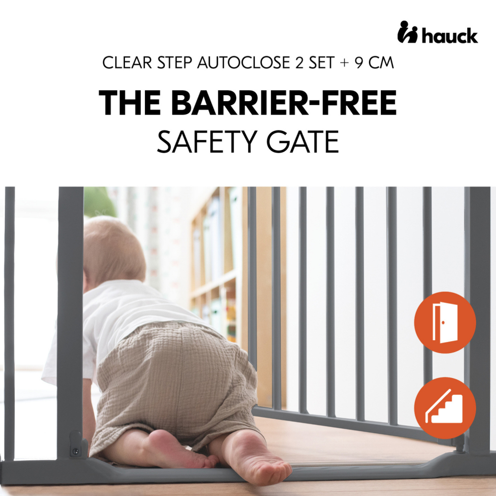 Poarta Siguranta Hauck Clear Step, Autoclose, Gri