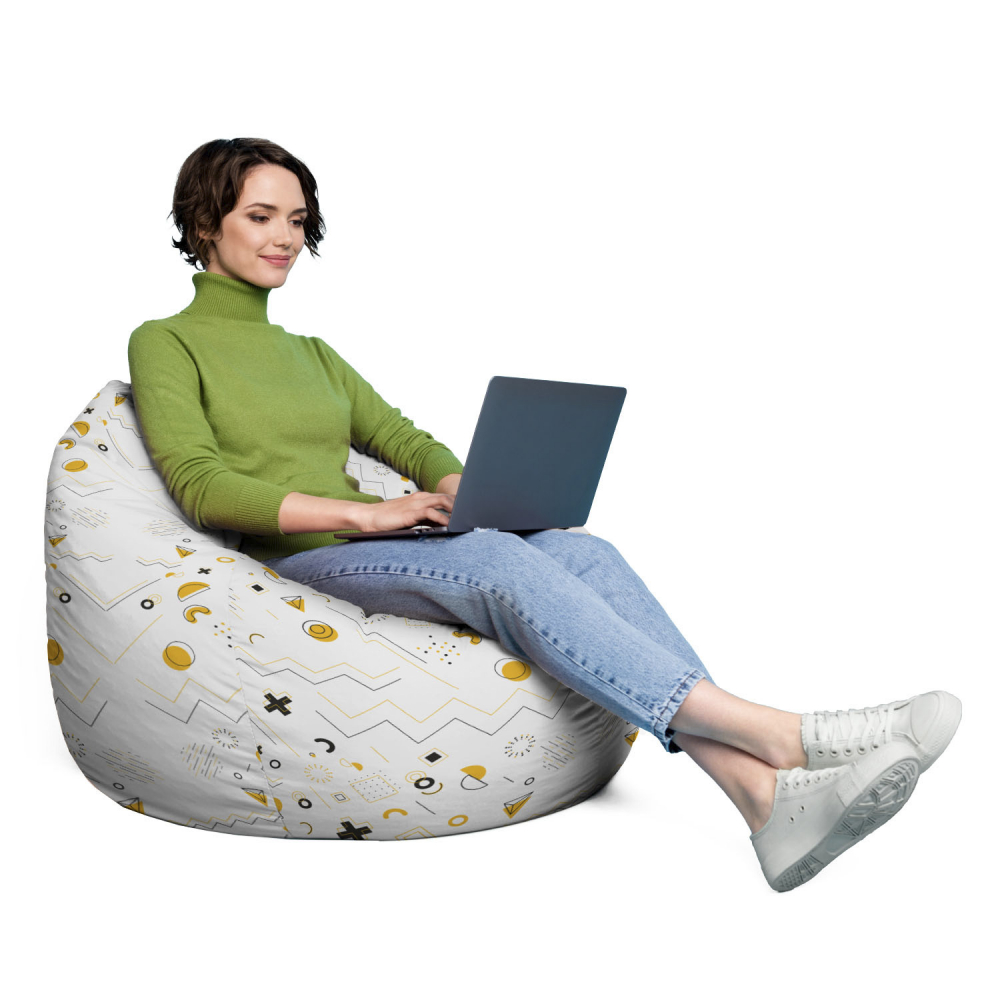 Husă Bean Bag Para XL, Alb-Galben, Updeco - imagine 4