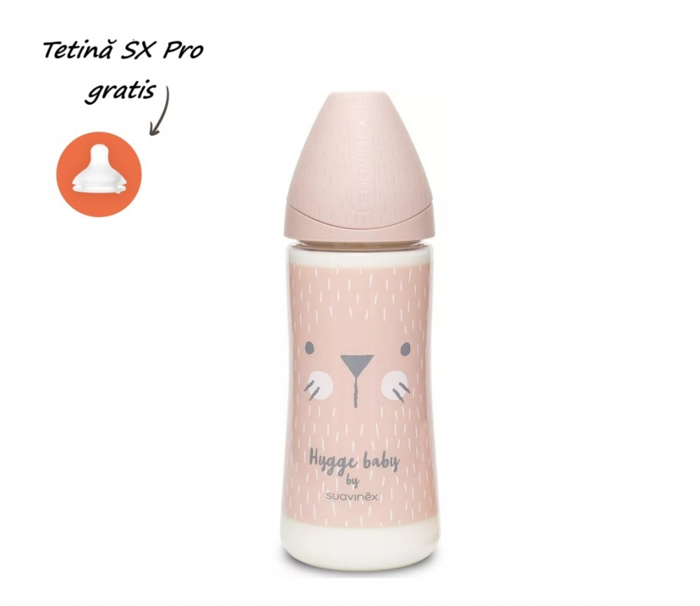 Biberon Sticlă Suavinex Hygge 240ml Pisică Roz - imagine 4