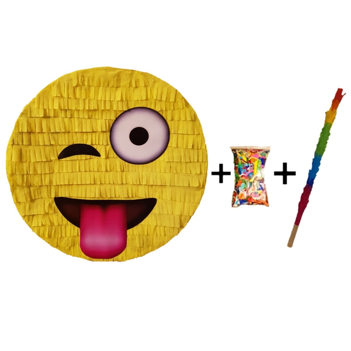 Pinata Emoji Zurliu PinaStar, cu Băț și Confetti
