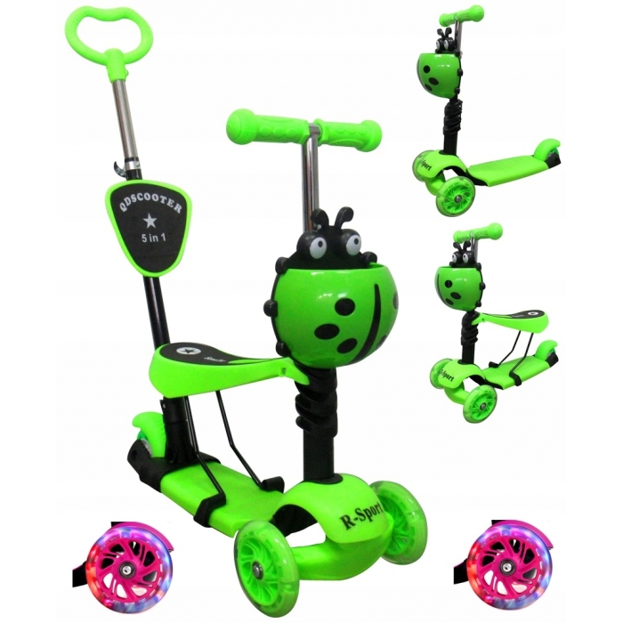 Trotineta 5 in 1 R-Sport H3 Verde, 3 Roti LED - imagine 2