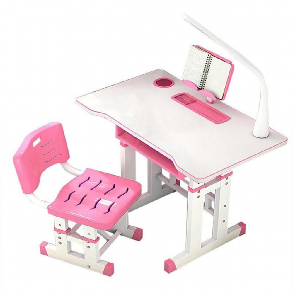 Birou Novokids Premium cu lampă inclusă - Roz/Alb - imagine 3