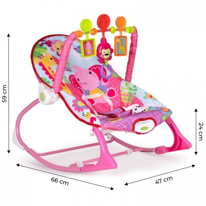 Balansoar cu vibrații 2in1 Ecotoys, Roz - imagine 5