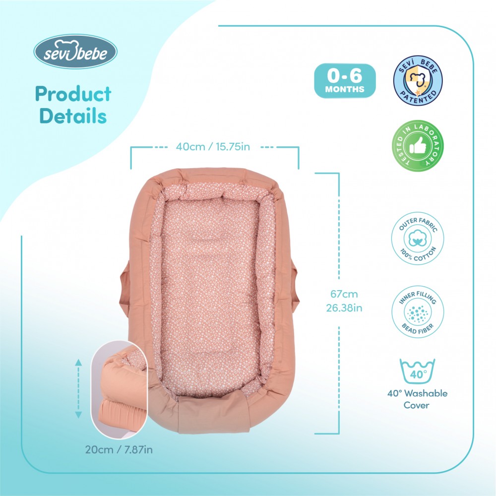 Co-sleeper SeviBebe Anti-Reflux Salmon Pink