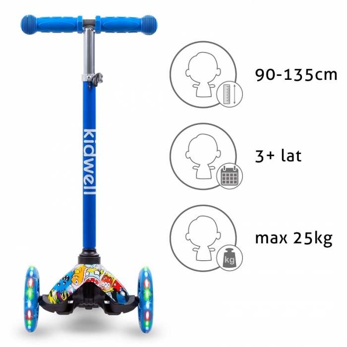 Kidwell Uno Monsters Trotinetă LED Ghidon Reglabil - imagine 5