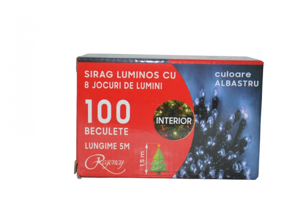 Șirag Regency 100 LED Albastre, 8 Jocuri, 5m