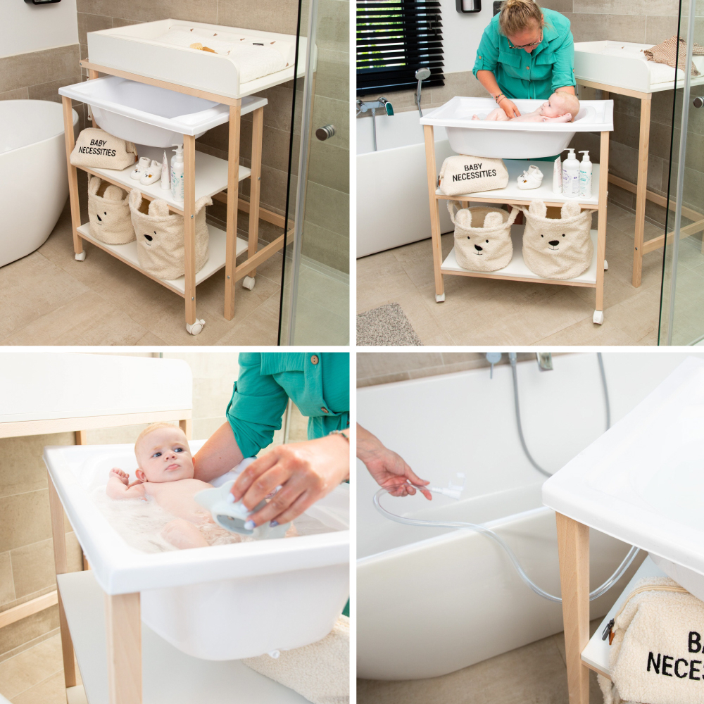 Set Masa de Înfășat și Cădiță Childhome Alb - imagine 4