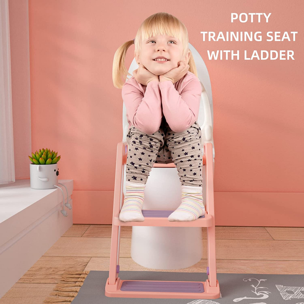 Reductor Toaletă Little Mom Pink, Pliabil și Reglabil - imagine 7