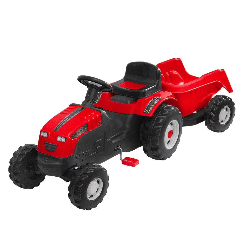 Tractor Guclu Jumbo Red cu Pedale și Remorcă
