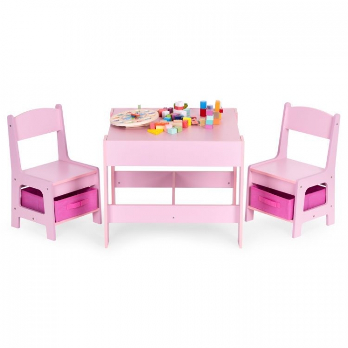 Set Masa Scaune Ecotoys Roz Copii - imagine 6