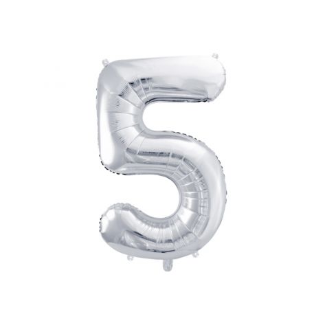 Balon Folie Cifra 5 Argintiu Party Deco | Decor Petrecere