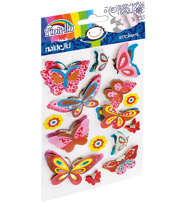 Set 12 Stickere 3D Fluturi cu Sclipici | Fiorello